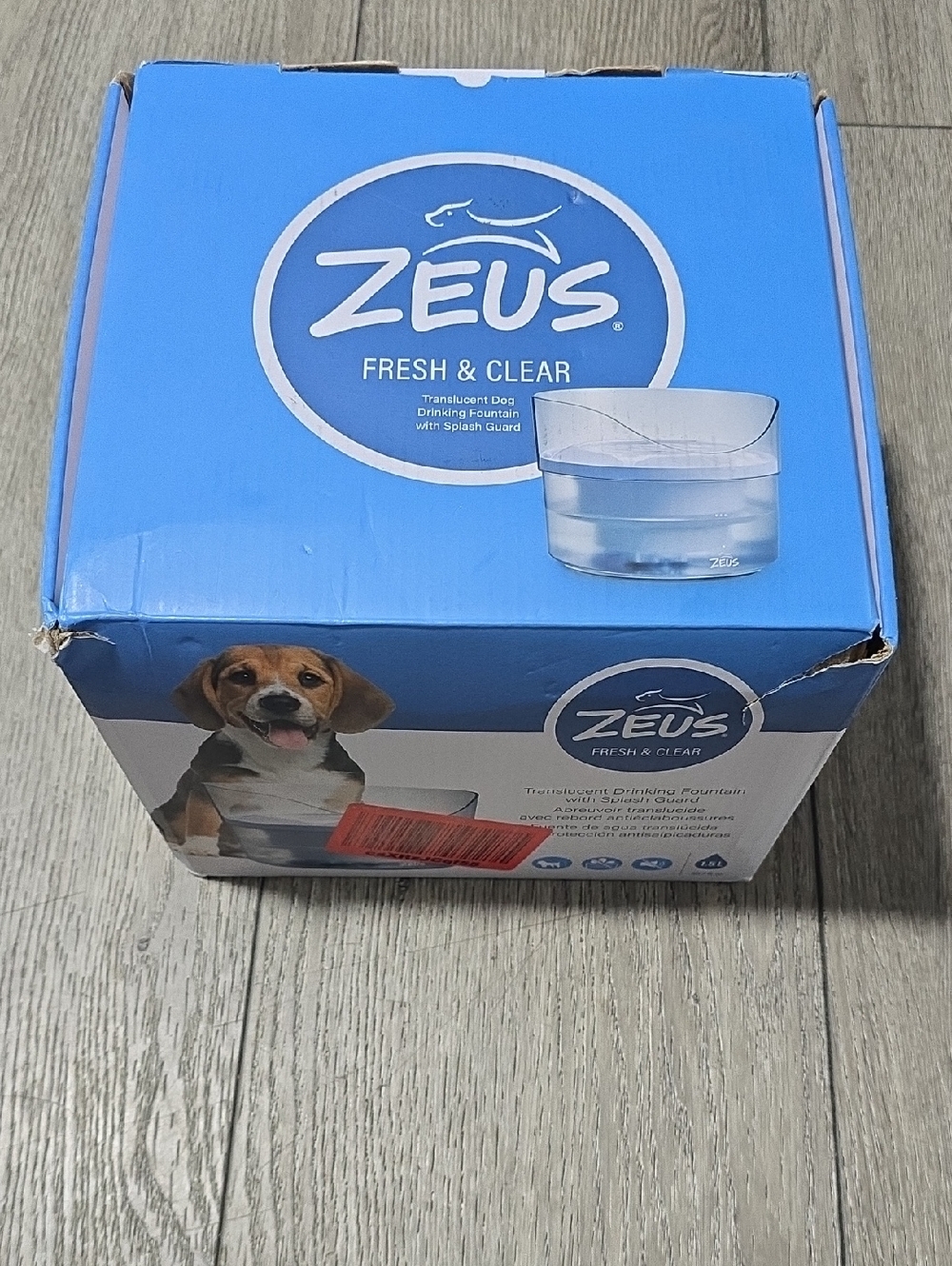 Zeus Fresh & Clear Transparent Dog Drinking Fountain - Blue